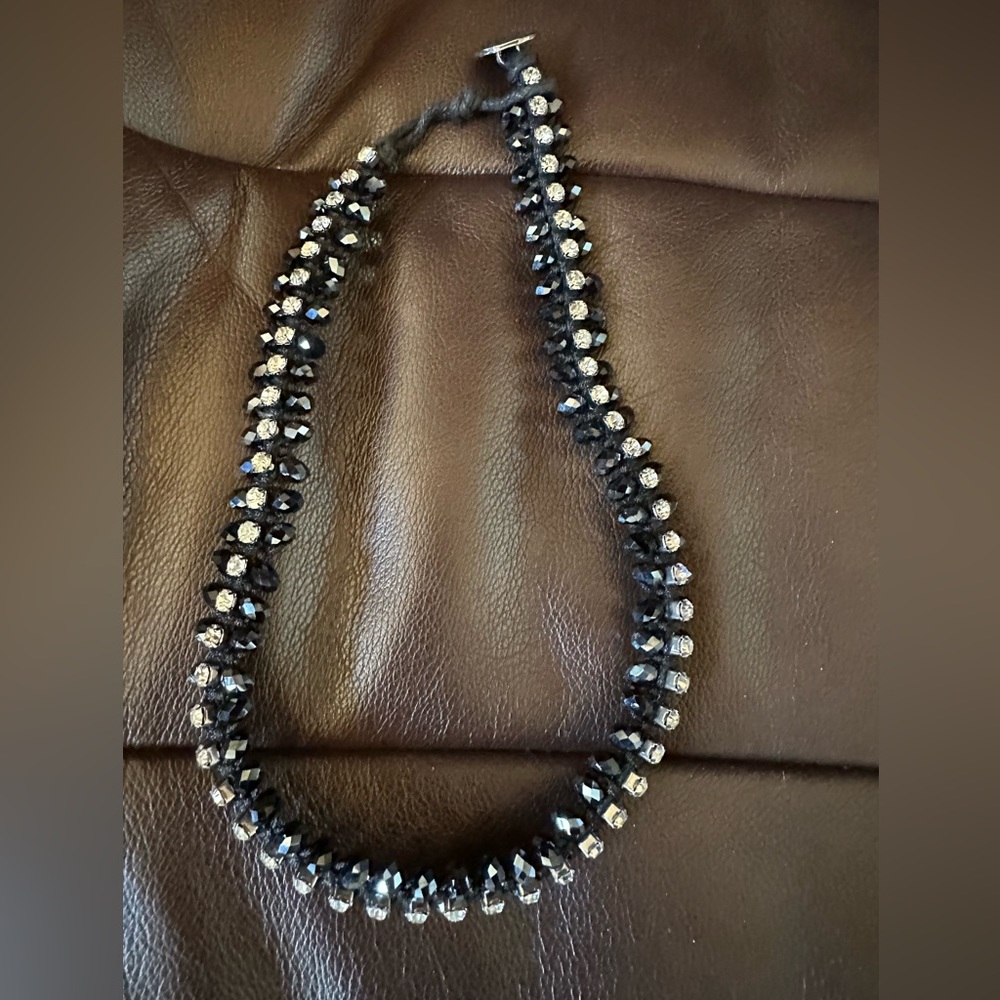 Women’s 16 1/2” black and rhinestone necklace. Beautiful.